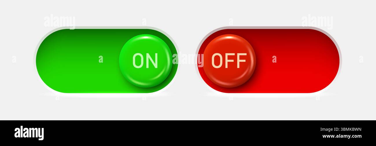 On and Off toggle switch buttons. Material design switch set. Vector ...