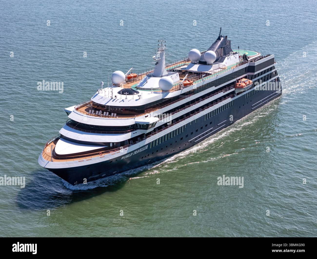 World Traveller, a cruise ship operated by Atlas Ocean Voyages. Stock Photo