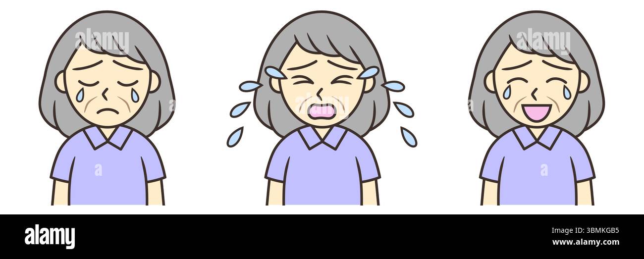 Crying faces of a senior woman Stock Photo - Alamy