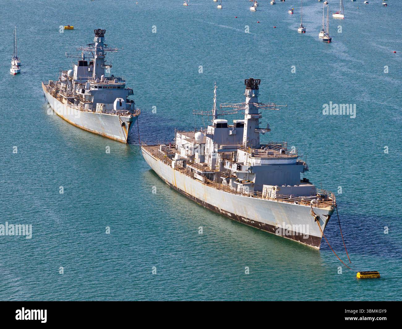 The decommissioned Type 23 frigates Northumberland and Montrose laid-up ...
