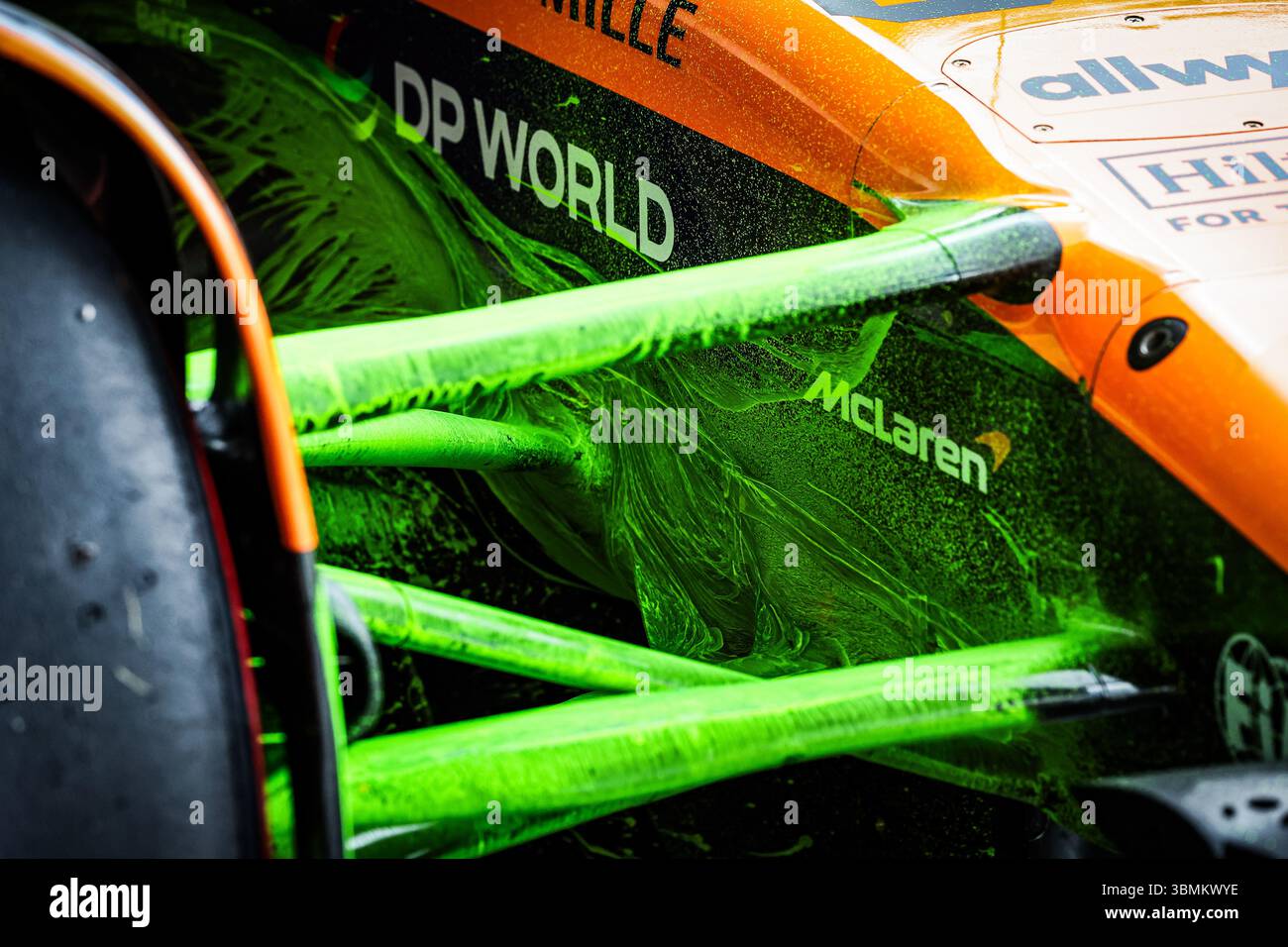 McLaren F1 Team MCL39, mechanical detail of the flow vis paint on the ...