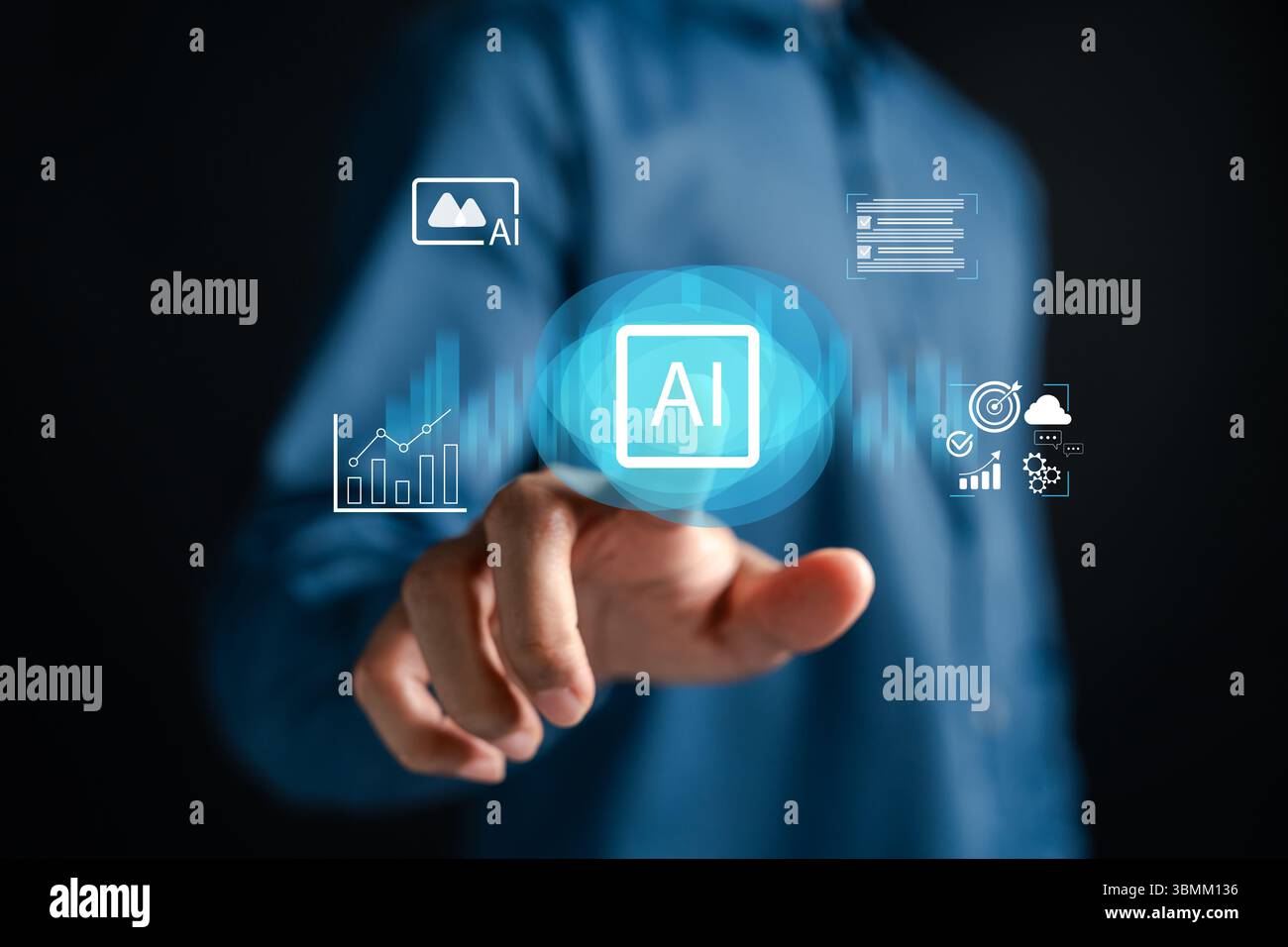 AI technology enhancing SEO strategy, data analytics, and digital content optimization Stock Photo