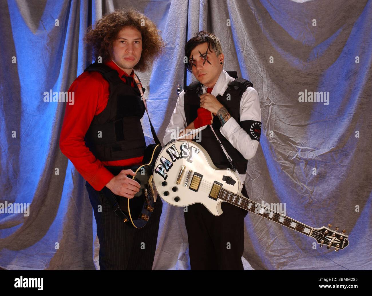 POMPANO BEACH FL - FEBRUARY 19: Ray Toro and Frank Iero of My Chemical Romance pose during a photo session at The Pompano Beach Amphitheater on February 19, 2005 in Pompano Beach, Florida. Credit: mpi04 / MediaPunch Stock Photo