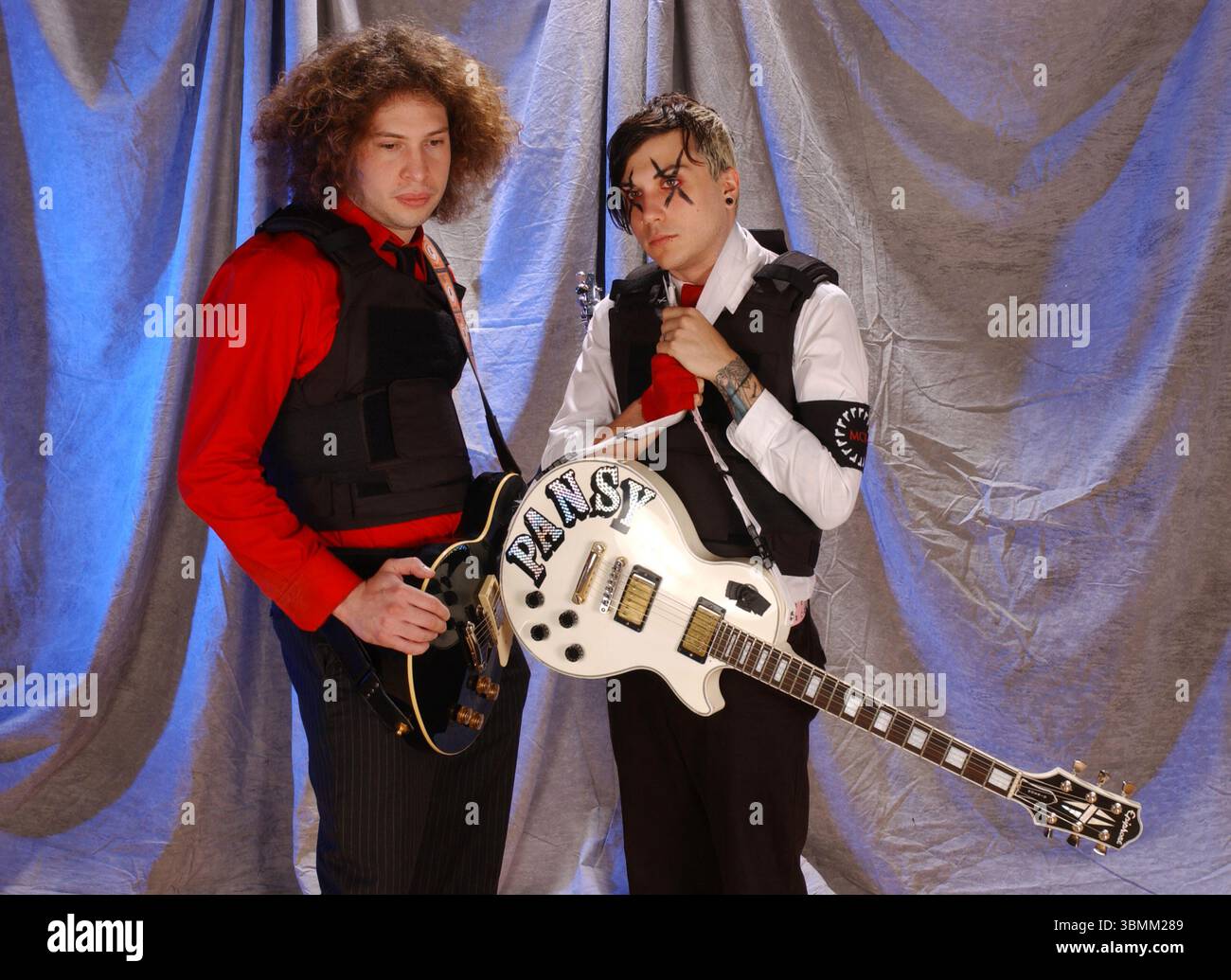 POMPANO BEACH FL - FEBRUARY 19: Ray Toro and Frank Iero of My Chemical Romance pose during a photo session at The Pompano Beach Amphitheater on February 19, 2005 in Pompano Beach, Florida. Credit: mpi04 / MediaPunch Stock Photo