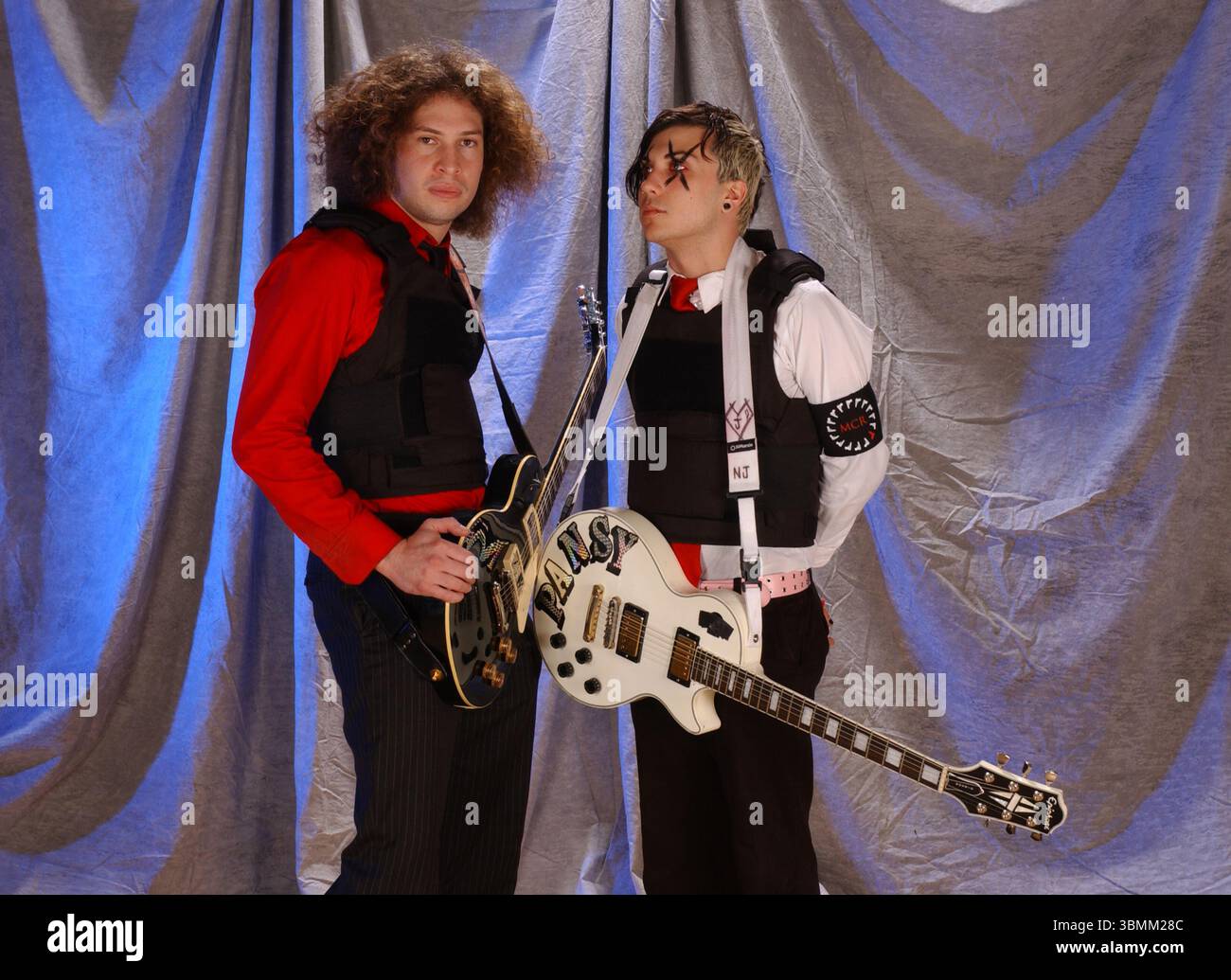 POMPANO BEACH FL - FEBRUARY 19: Ray Toro and Frank Iero of My Chemical Romance pose during a photo session at The Pompano Beach Amphitheater on February 19, 2005 in Pompano Beach, Florida. Credit: mpi04 / MediaPunch Stock Photo