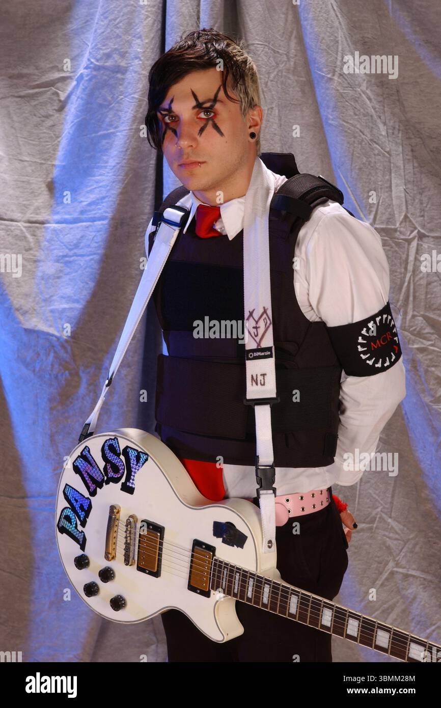 POMPANO BEACH FL - FEBRUARY 19: Frank Iero of My Chemical Romance poses during a photo session at The Pompano Beach Amphitheater on February 19, 2005 in Pompano Beach, Florida. Credit: mpi04 / MediaPunch Stock Photo