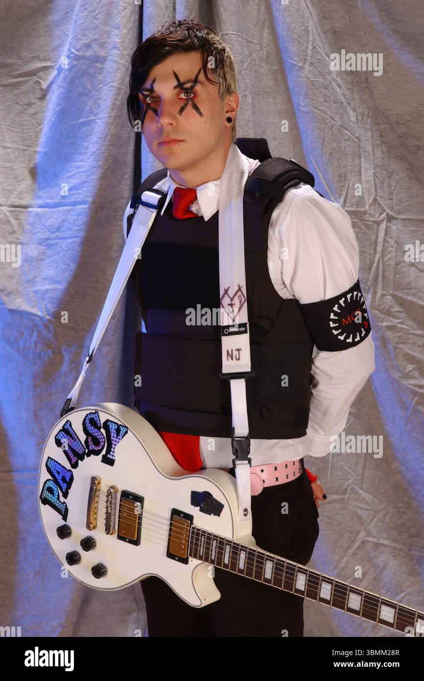 POMPANO BEACH FL - FEBRUARY 19: Frank Iero of My Chemical Romance poses during a photo session at The Pompano Beach Amphitheater on February 19, 2005 in Pompano Beach, Florida. Credit: mpi04 / MediaPunch Stock Photo