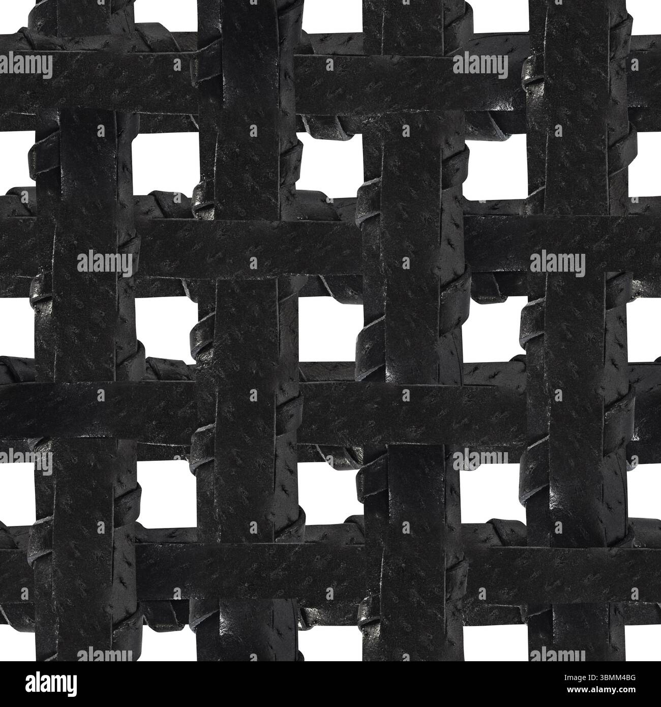 Isolated seamless 4k texture of black colored braided leather strap ...