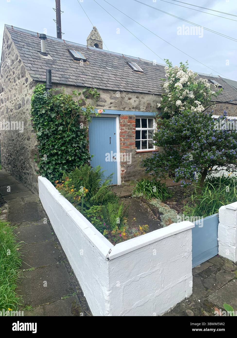 Aberdeen Scotland fishermen's houses fisherman view views garden gardens nice looking pretty outside front building buildings old fence fenced - Smartphone Captured Stock Image