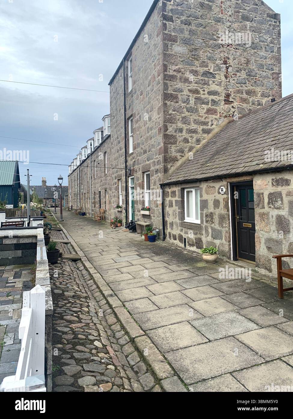 Aberdeen Scotland fishermen's houses fisherman view views garden gardens nice looking pretty outside front building buildings old fence fenced - Smartphone Captured Stock Image