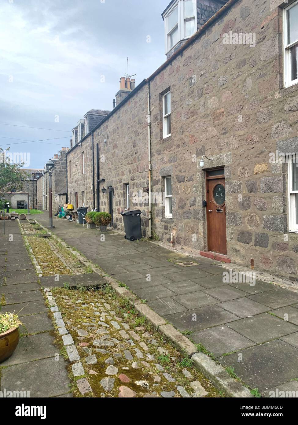 Aberdeen Scotland fishermen's houses fisherman view views garden gardens nice looking pretty outside front building buildings old fence fenced - Smartphone Captured Stock Image