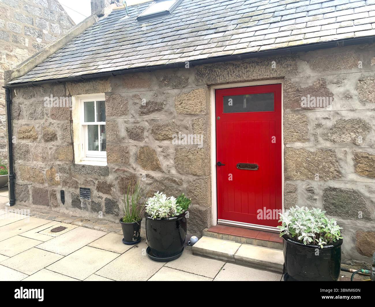 Aberdeen Scotland fishermen's houses fisherman view views garden gardens nice looking pretty outside front building buildings old fence fenced - Smartphone Captured Stock Image