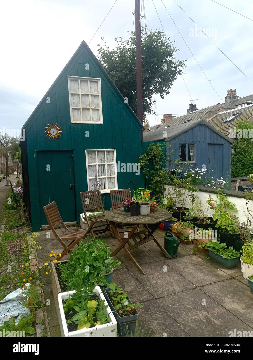 Aberdeen Scotland fishermen's houses fisherman view views garden gardens nice looking pretty outside front building buildings old fence fenced - Smartphone Captured Stock Image