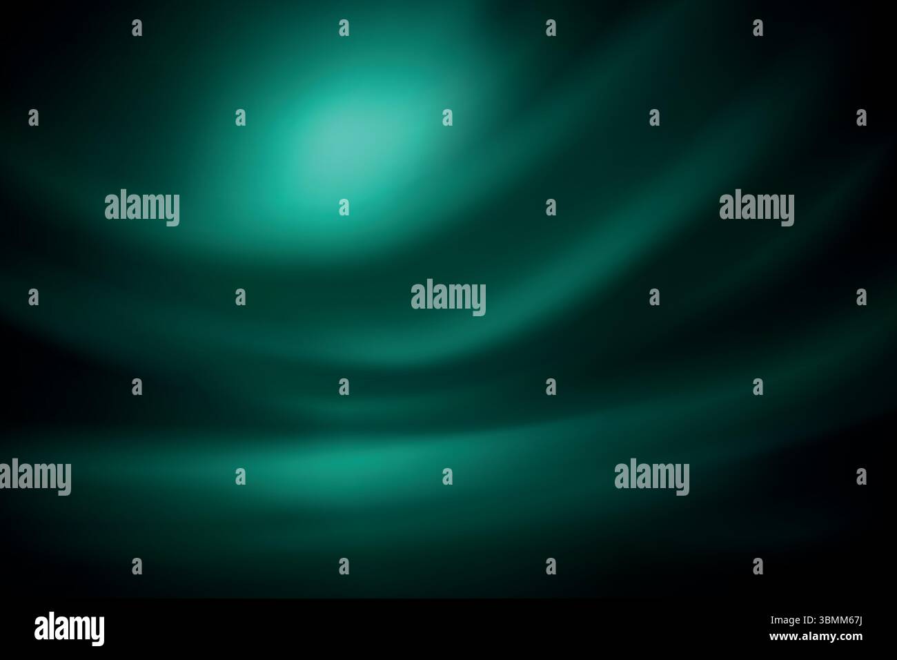 Smooth abstract green flow glowing across rich blackened gradient space Stock Vector