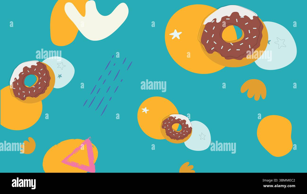 Rolling pin and bread elements background Stock Vector