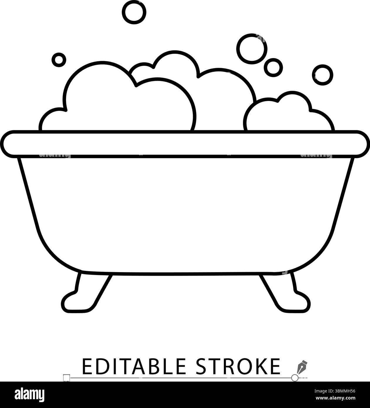 A bathtub with foam icon in minimalist style with editable stroke ...