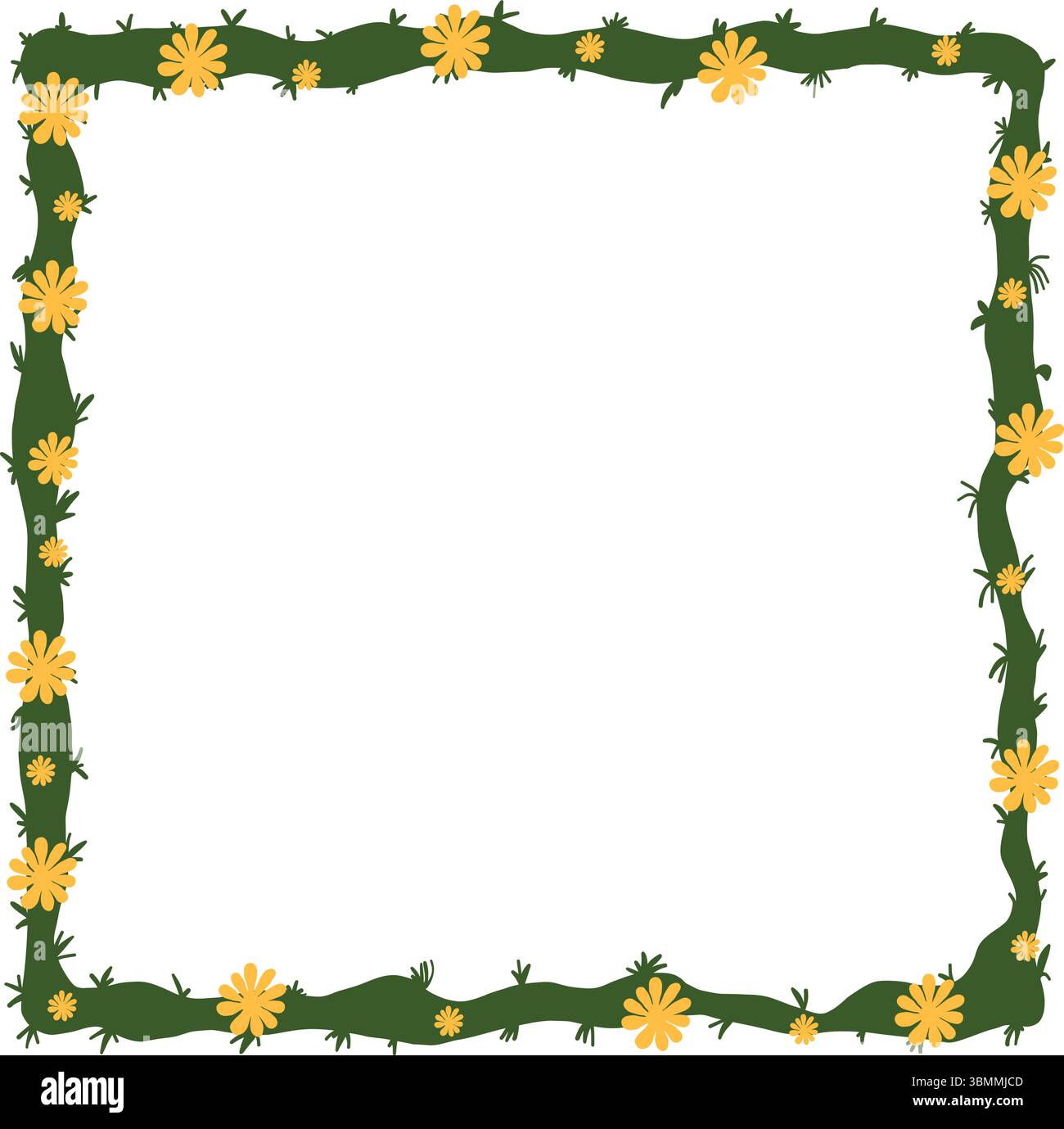 Border frame with decorative flowers branch Stock Vector