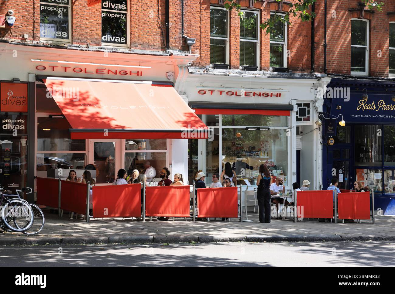 Popular Ottolenghi Hampstead on Rosslyn Hill, in summer sunshine, in north London, UK Stock Photo