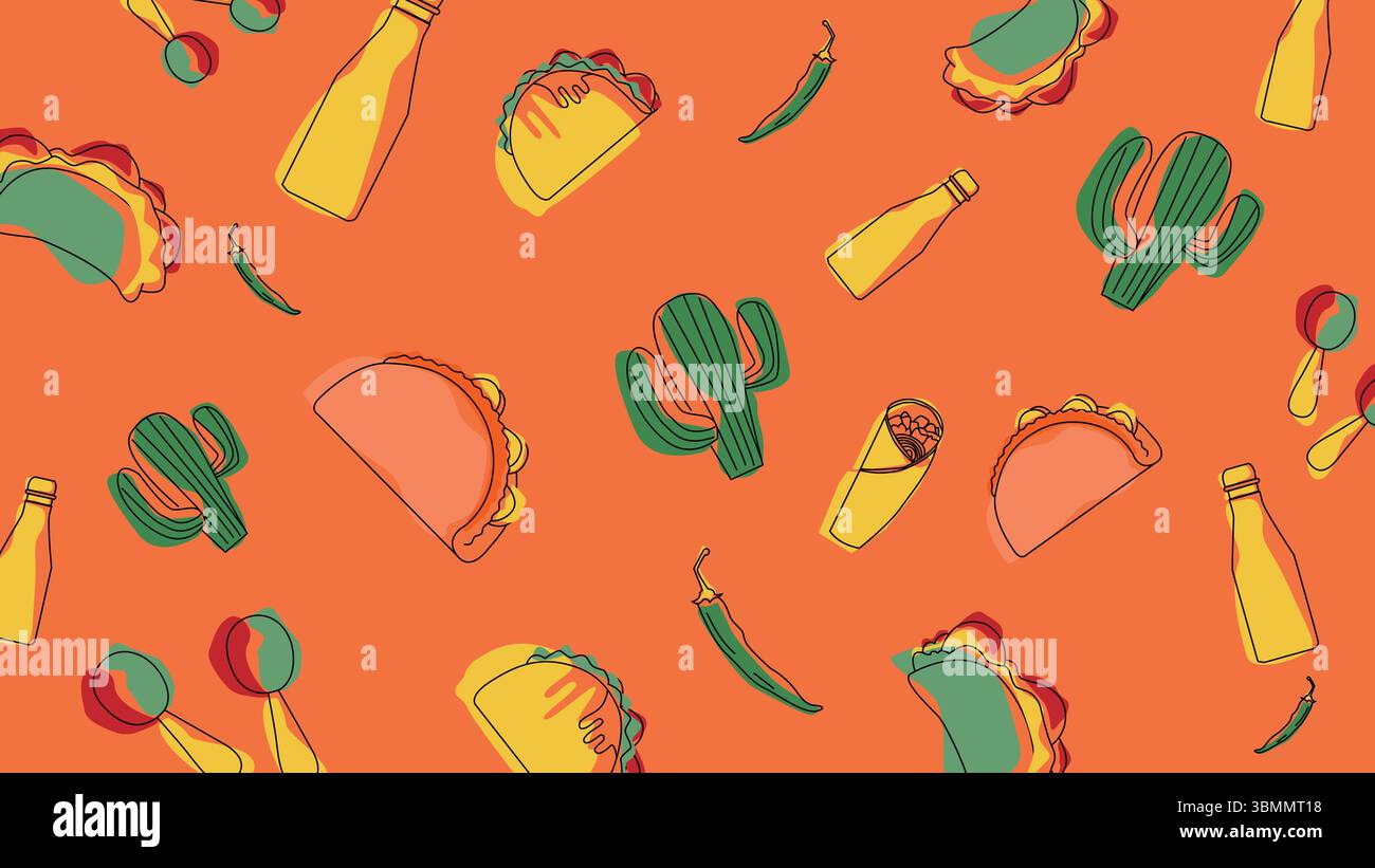 Spicy cactus taco background Stock Vector