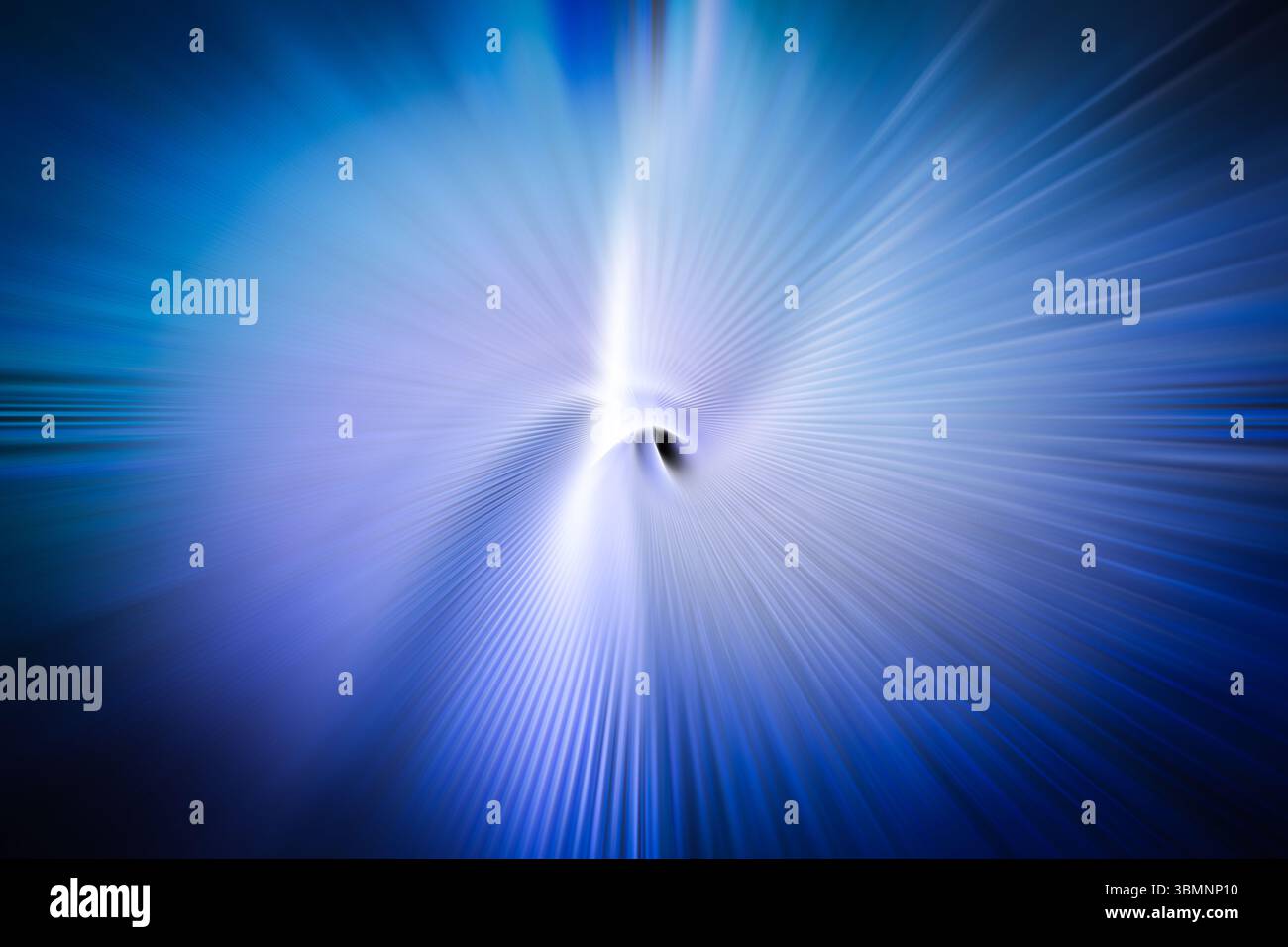 Central abstract vortex is emitting blue-white gradient radial streaks ...