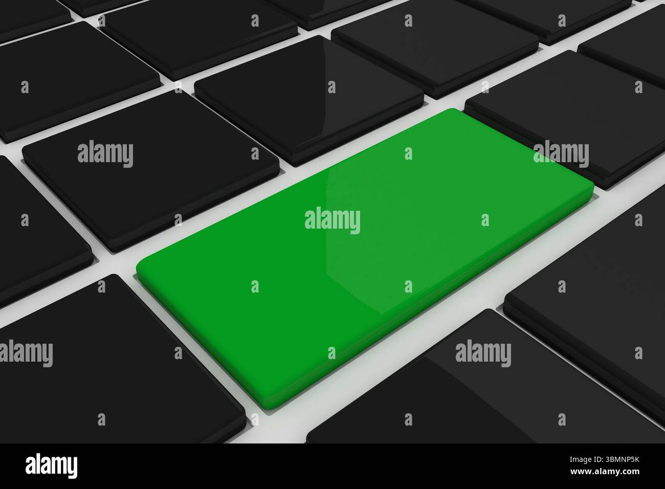 Black keyboard with green key Stock Photo