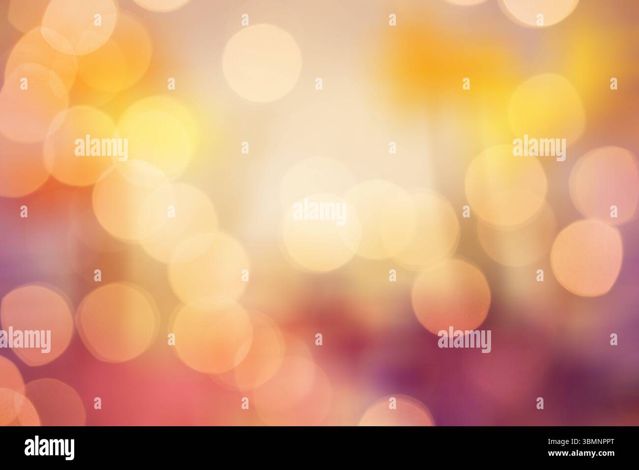 Overlapping circular lights are creating warm bokeh effect in flat design, transparent background Stock Photo