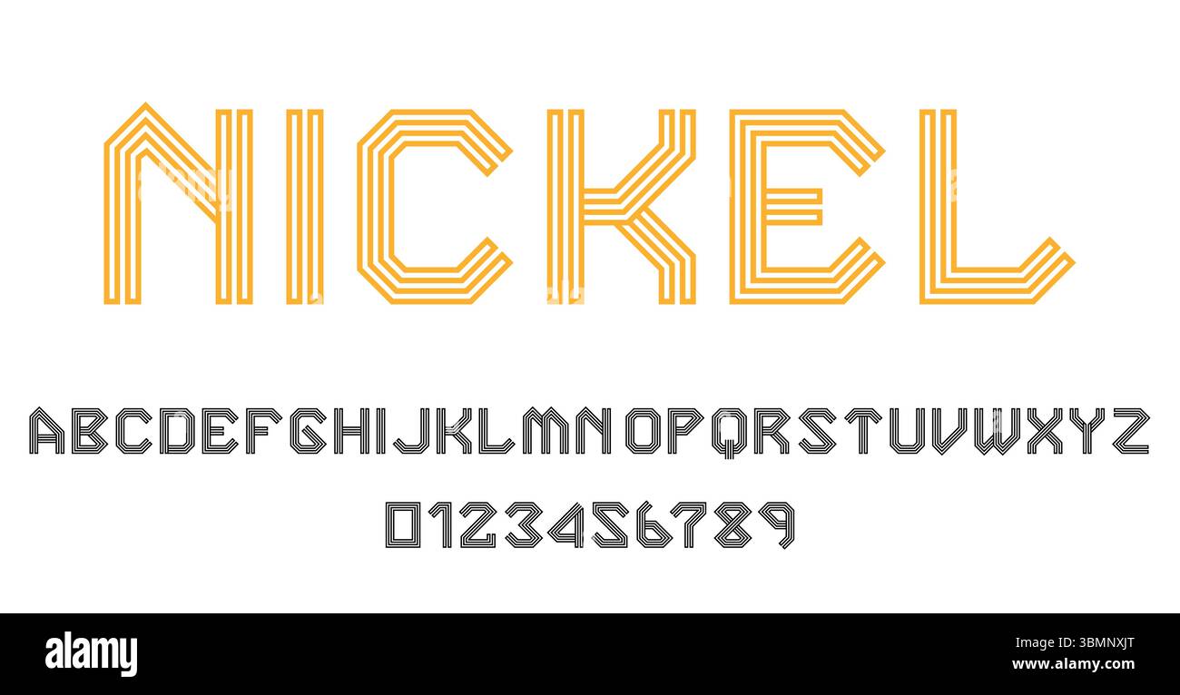 Set of alphabets font letters and numbers modern abstract design with ...