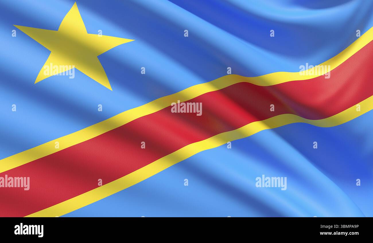 Flag of Democratic Republic of the Congo. 3D illustration Stock Photo ...