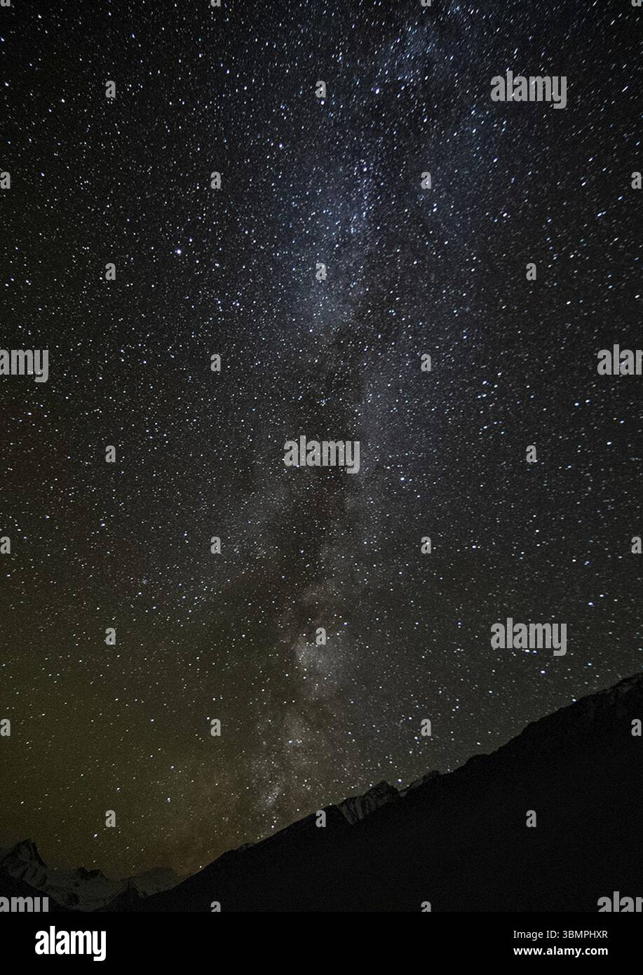 Part of the starry sky at night over the altai mountains Stock Photo