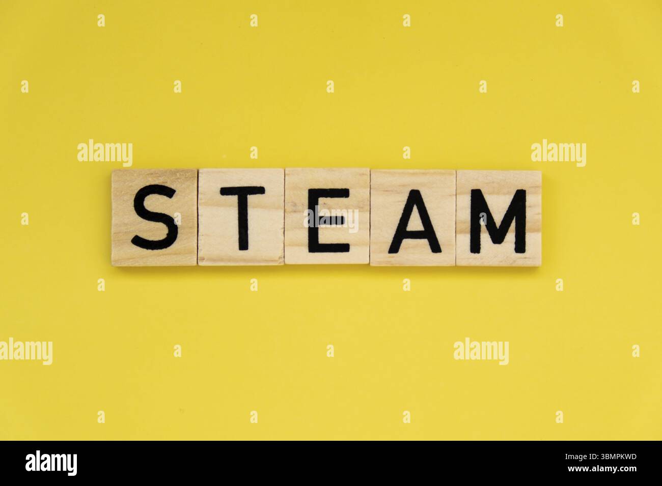 STEAM inscription. Science Technology Engineering Arts Mathematics. Concept of education innovation for student at school and homeschool. Text single Stock Photo