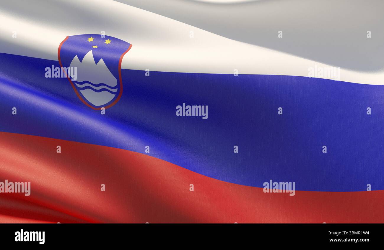 High resolution close-up flag of Slovenia. 3D illustration Stock Photo ...