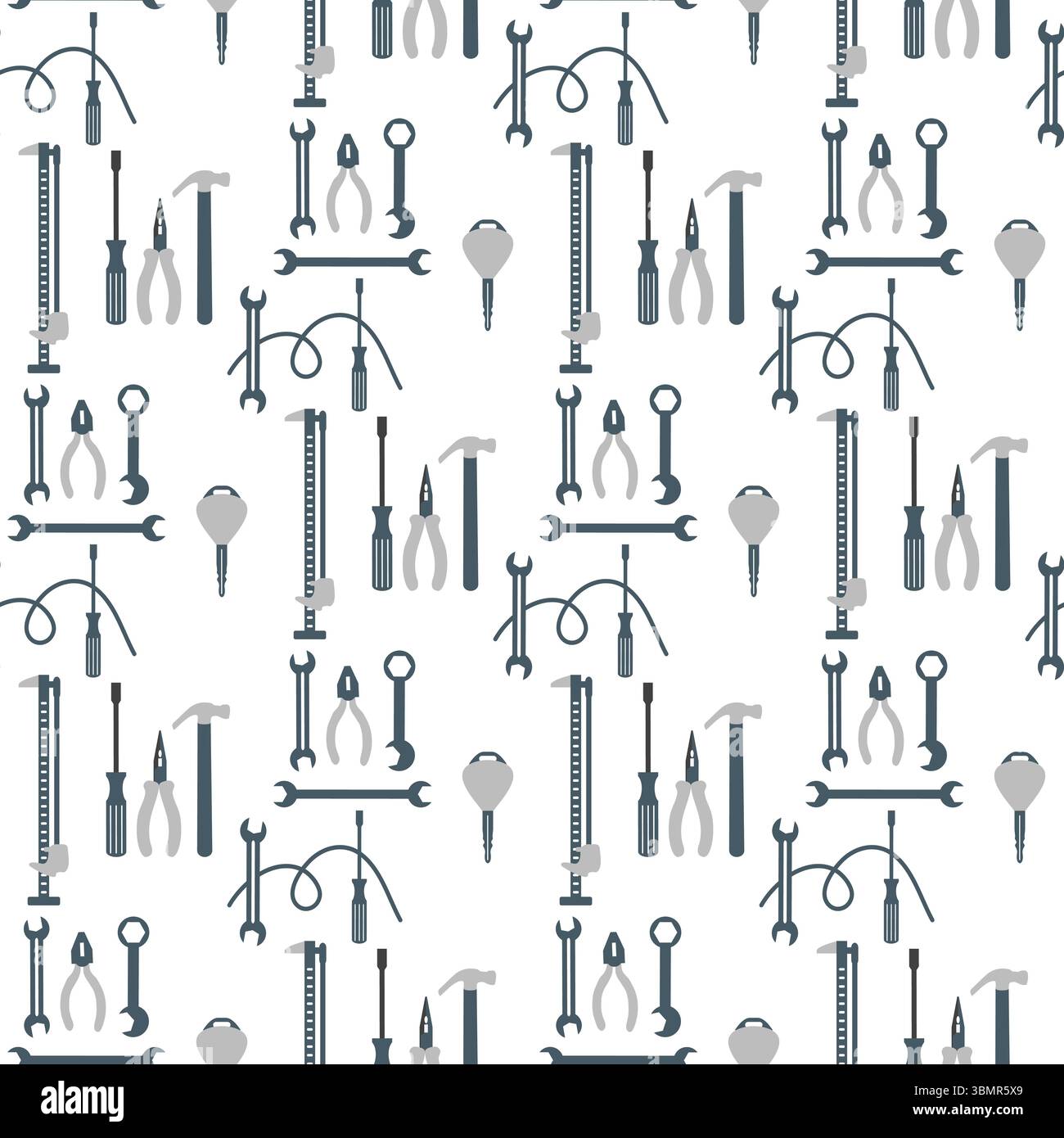 Tools pattern with screwdrivers, hammers, and wrenches in seamless background design vector Stock Vector