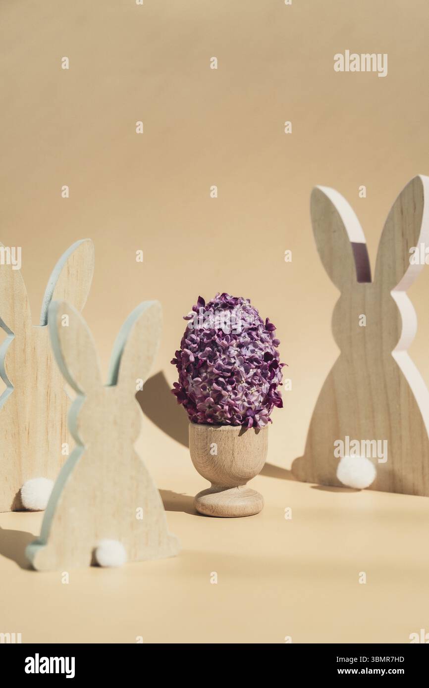 Photo inspiration: Wooden Minimalism Low Key Bunny Decor Easter Egg Made Of Photo Inspiration