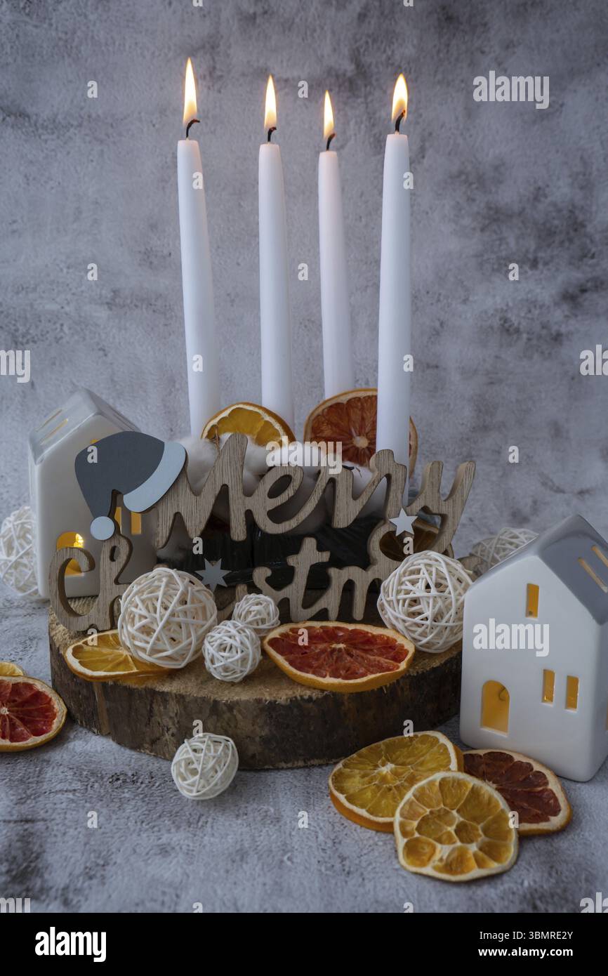 Four Advent candles calendar with Christmas zero waste decorations ...