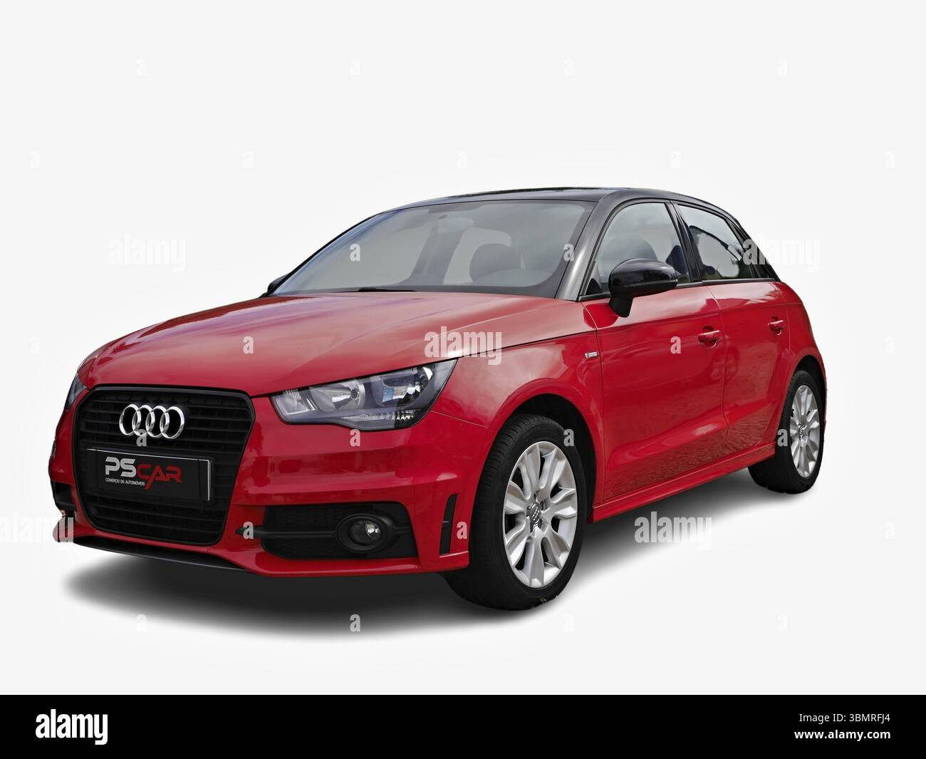 Shiny red Audi A1 facing left on a white background Stock Photo - Alamy