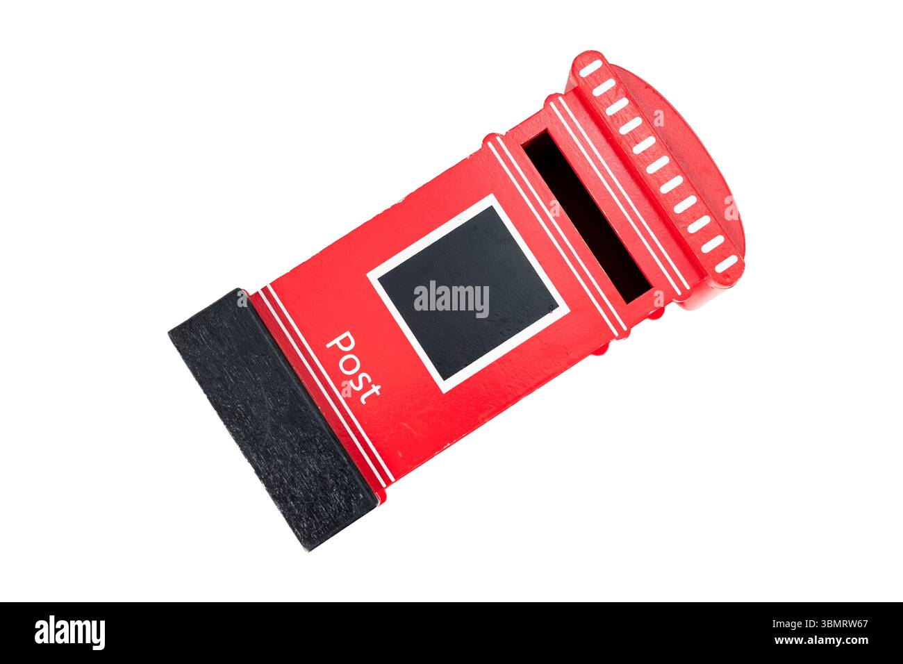 Red Toy Postbox for Kids on White Background Stock Photo - Alamy