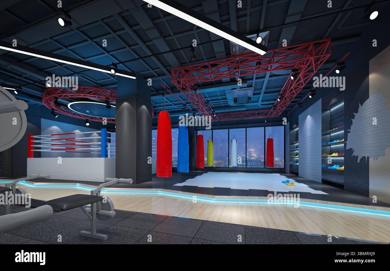 3d render yoga fitness gym center Stock Photo - Alamy