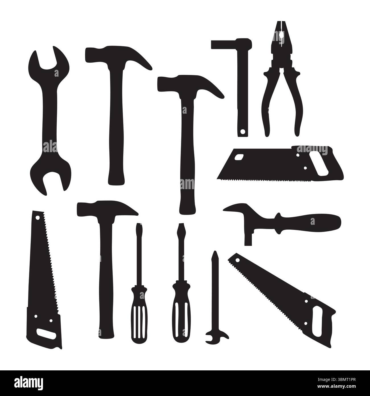 Silhouette set of tools on white background Stock Vector