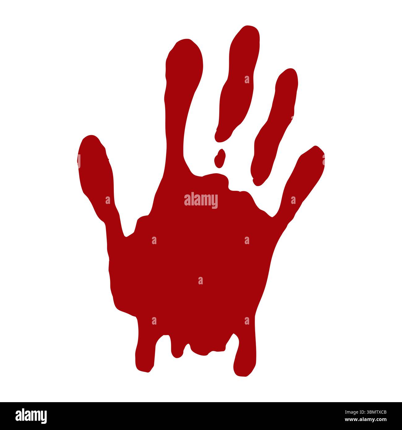 Hand print, fingerprint with red paint, blood. Halloween scary splatter ...