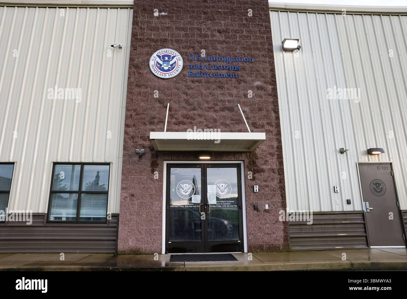 An exterior view of a U.S. Immigration and Customs Enforcement (ICE ...