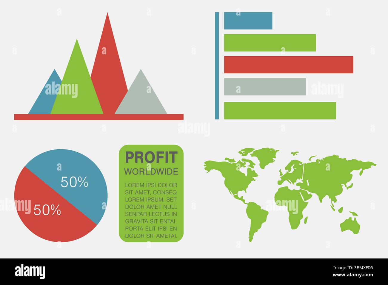 Digitally generated image of graphs and map with text Stock Photo