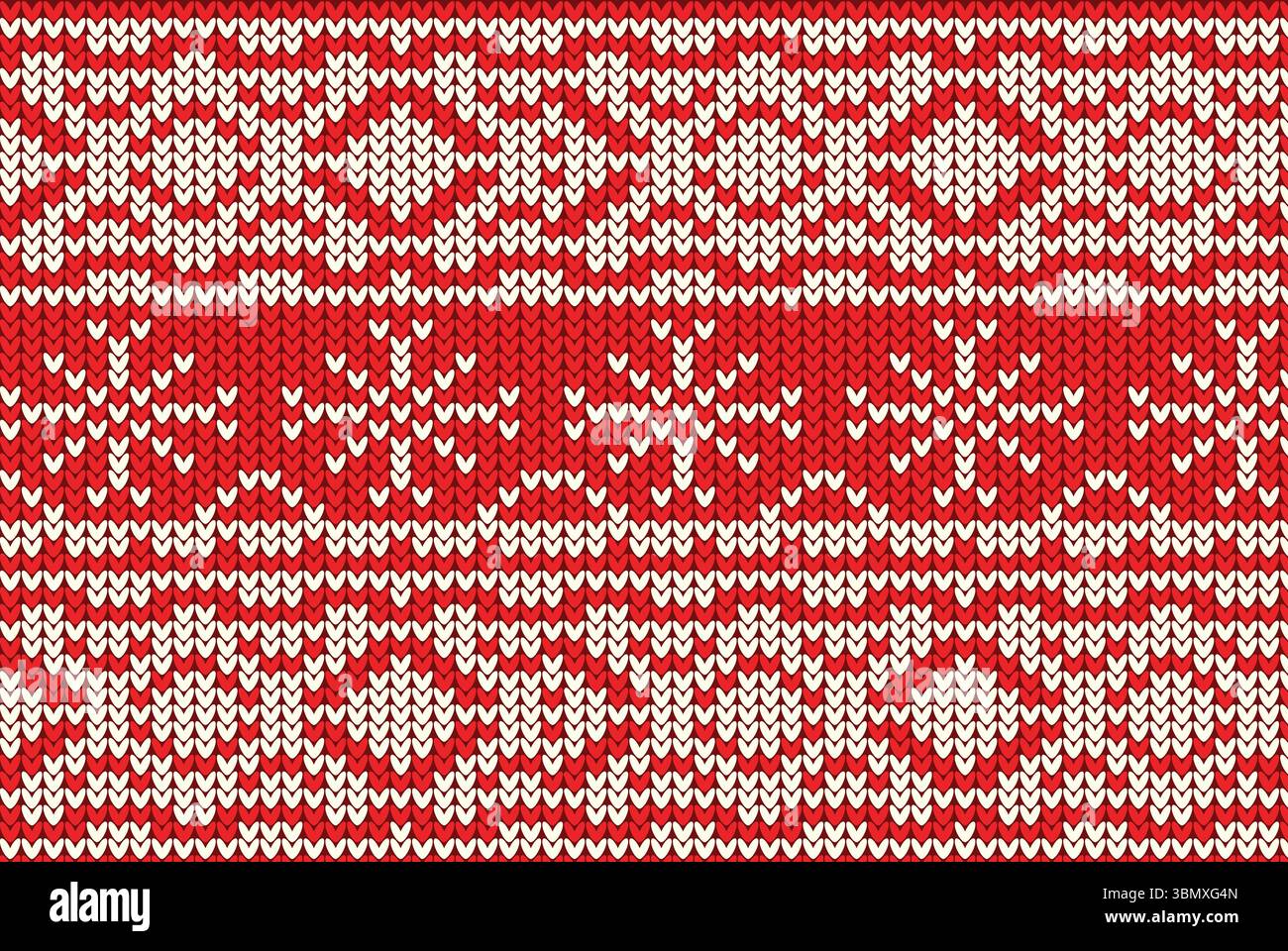 red knitting Christmas vector background snowflakes Stock Photo