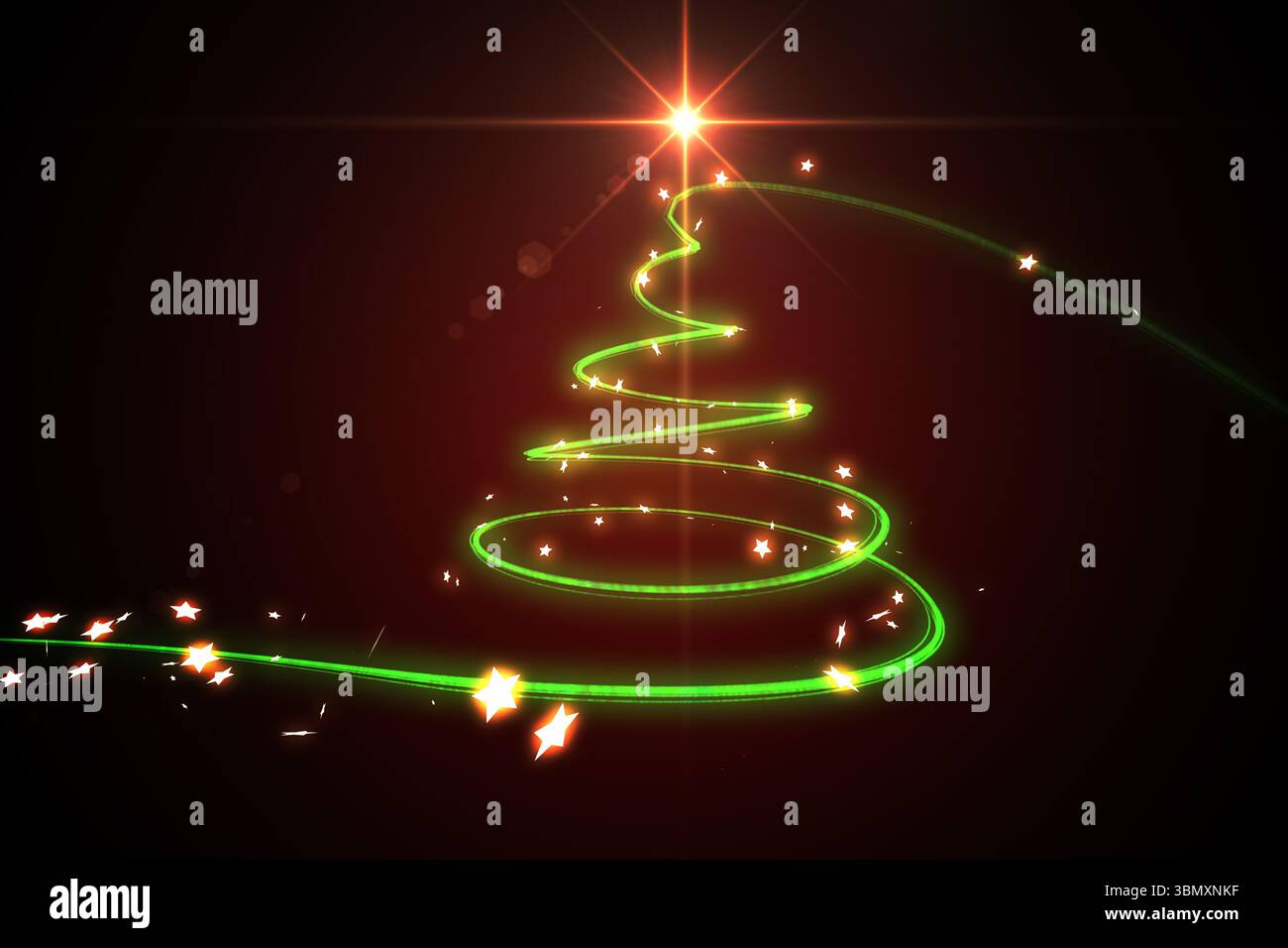 Digital composite image of green light forming Christmas tree Stock Photo