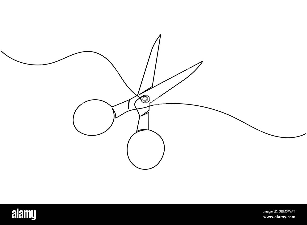 Simple scissors outline continuous line drawing isolated on white background Stock Vector