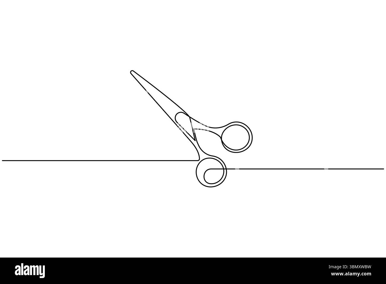 Simple scissors outline continuous line drawing isolated on white background Stock Vector