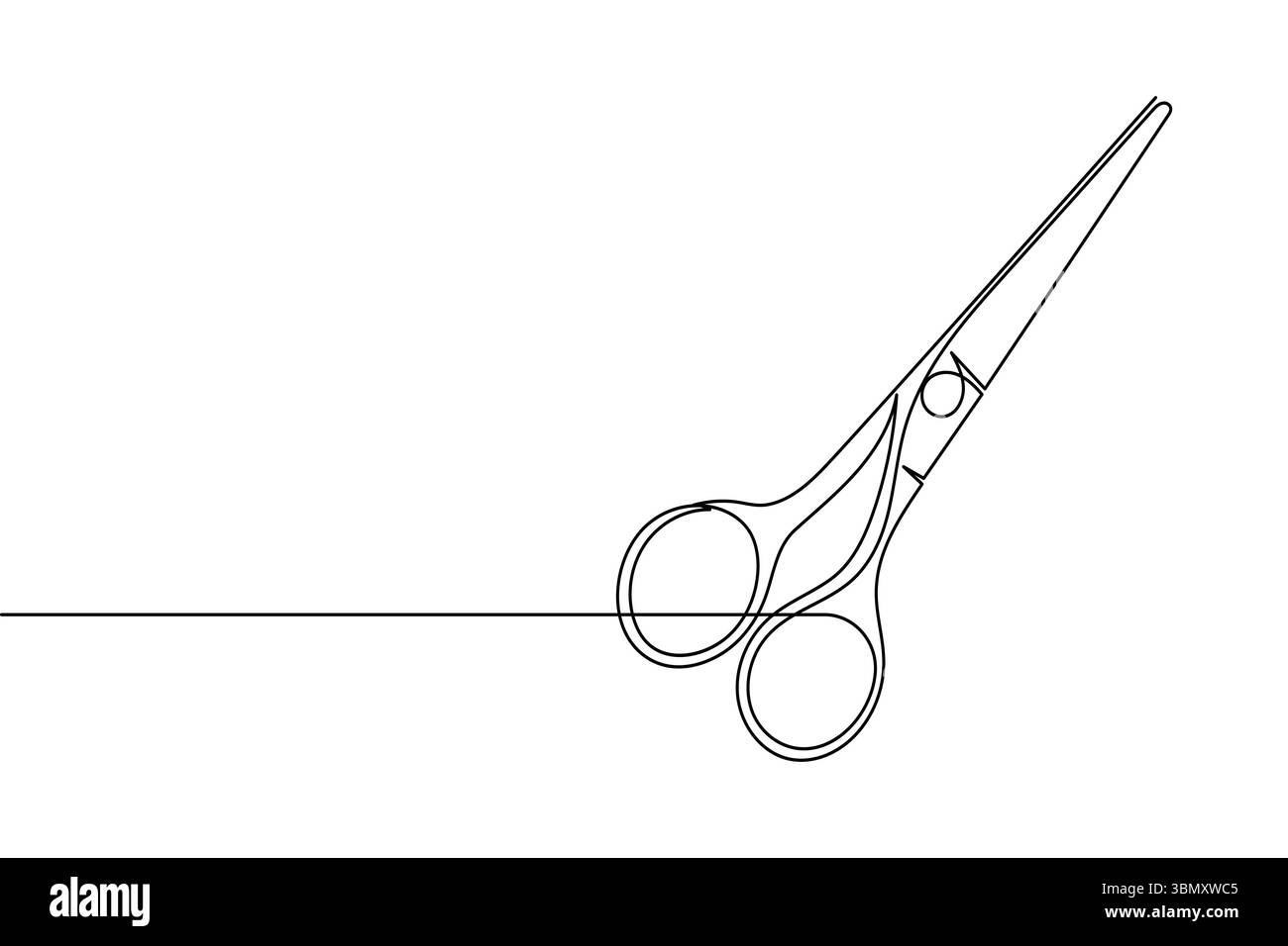 Simple scissors outline continuous line drawing isolated on white background Stock Vector
