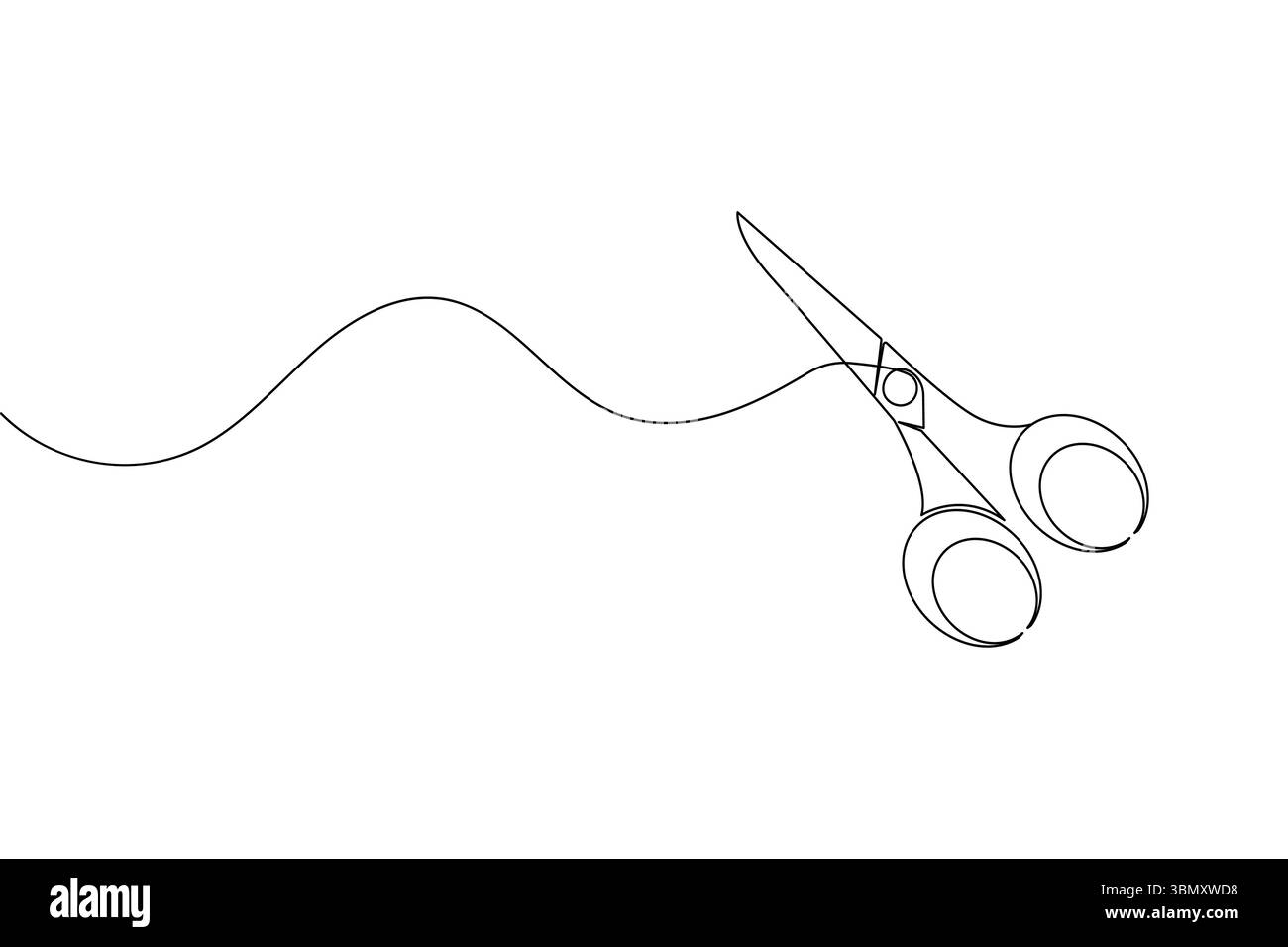 Simple scissors outline continuous line drawing isolated on white background Stock Vector