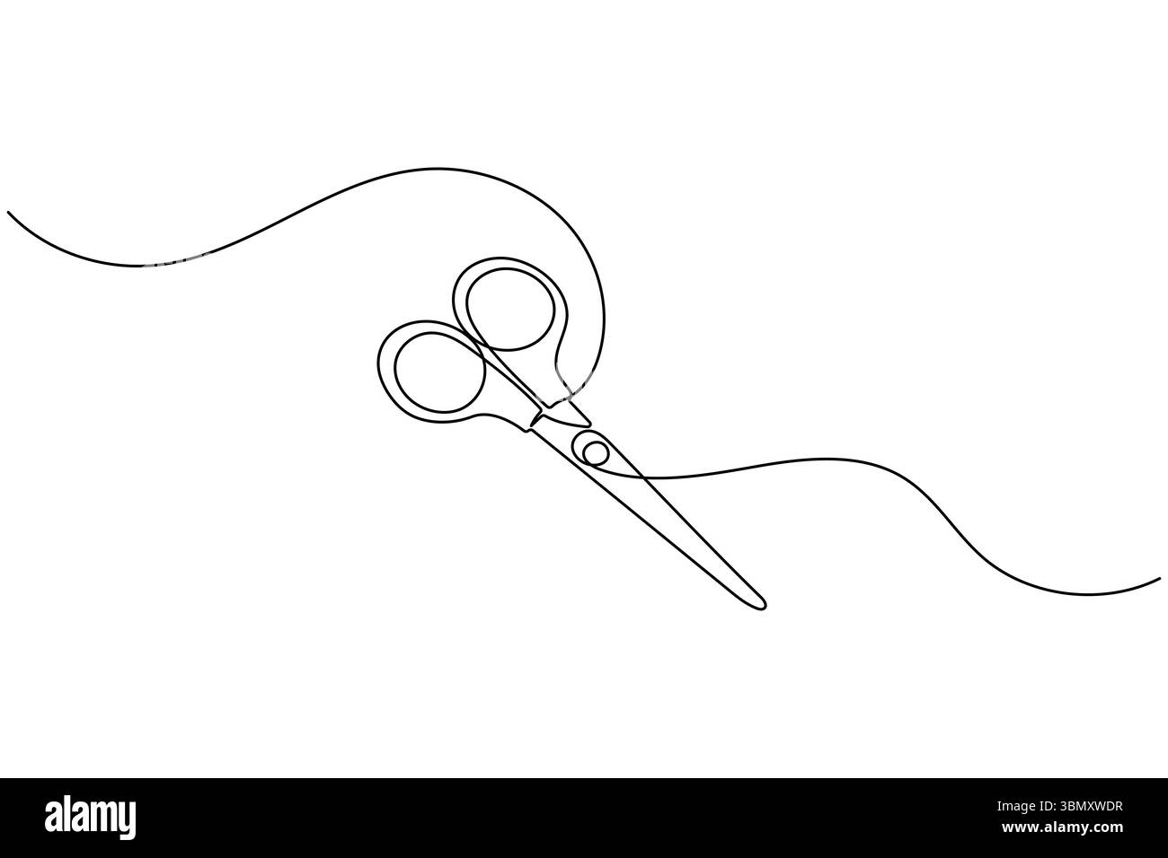 Simple scissors outline continuous line drawing isolated on white background Stock Vector