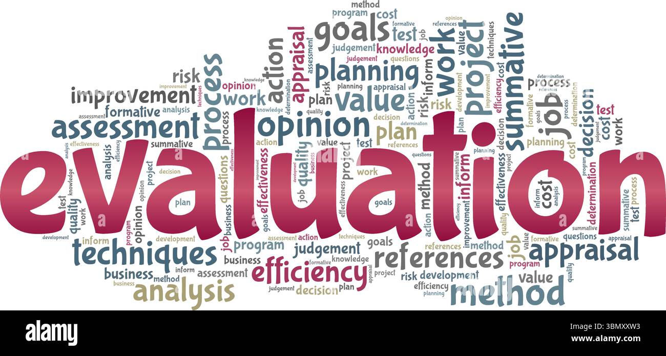 Evaluation word cloud conceptual design isolated on white background. Stock Vector