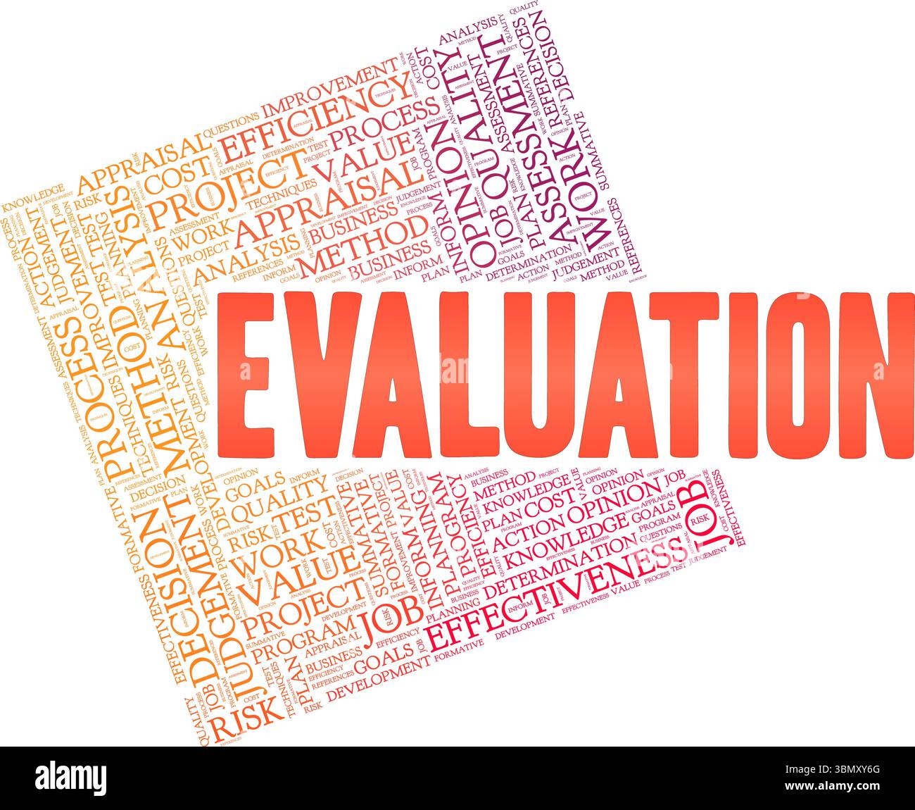 Evaluation word cloud conceptual design isolated on white background. Stock Vector